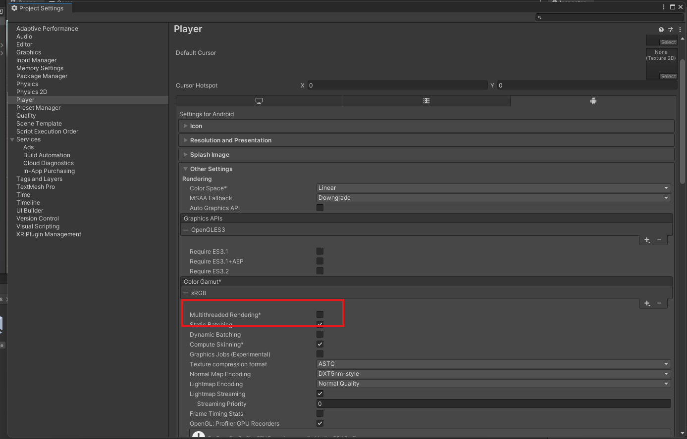 Multithreaded Rendering Settings