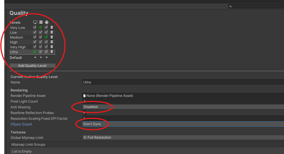 Quality Settings